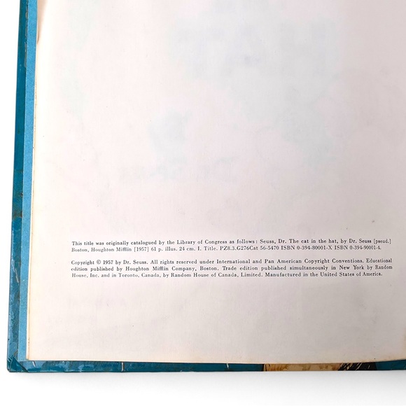 Cat In The Hat By Dr. Seuss Early Printing 1957 Educational Edition Original - Picture 2 of 5